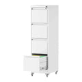 White 4 Drawer Metal File Cabinet with Wheels S93142