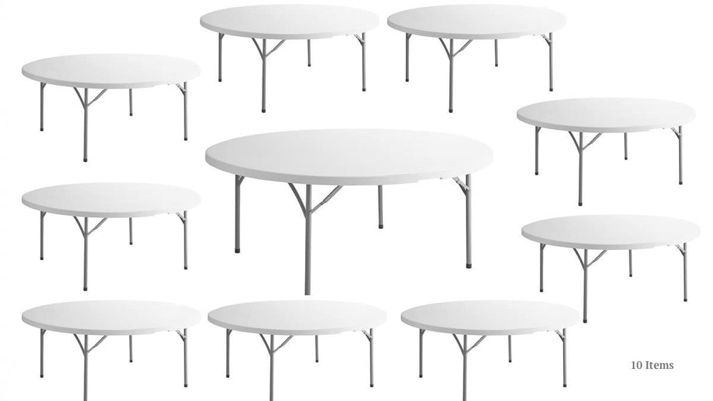 White 6-ft Plastic Folding Round Table Z4100