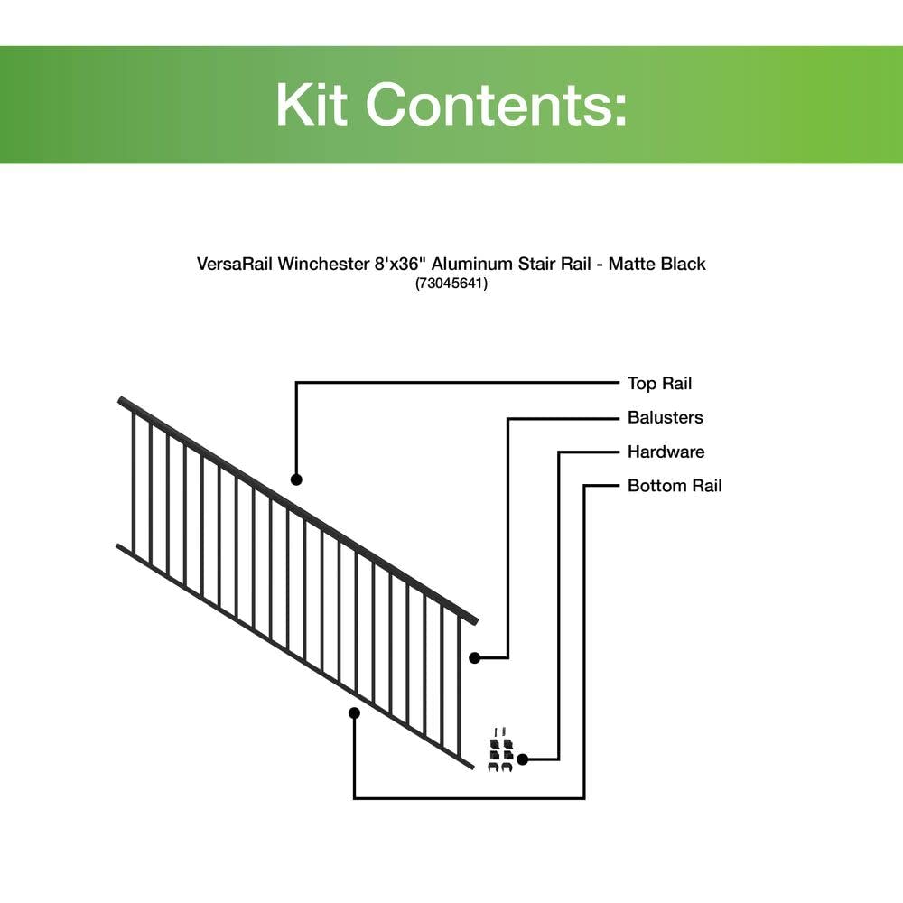 8’ x 36” Matte Black Aluminum Stair Kit J915741
