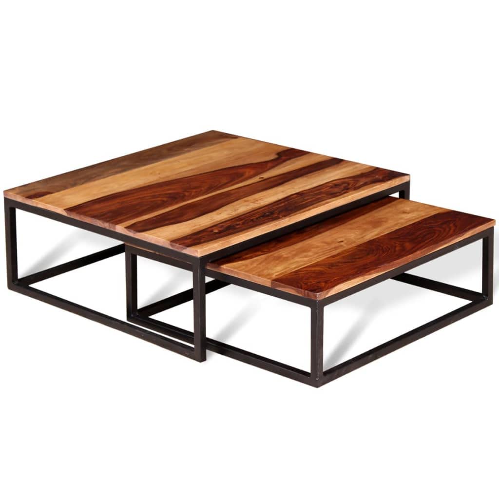 Set of 2 Solid Sheesham Wood Nesting Coffee Table X651686