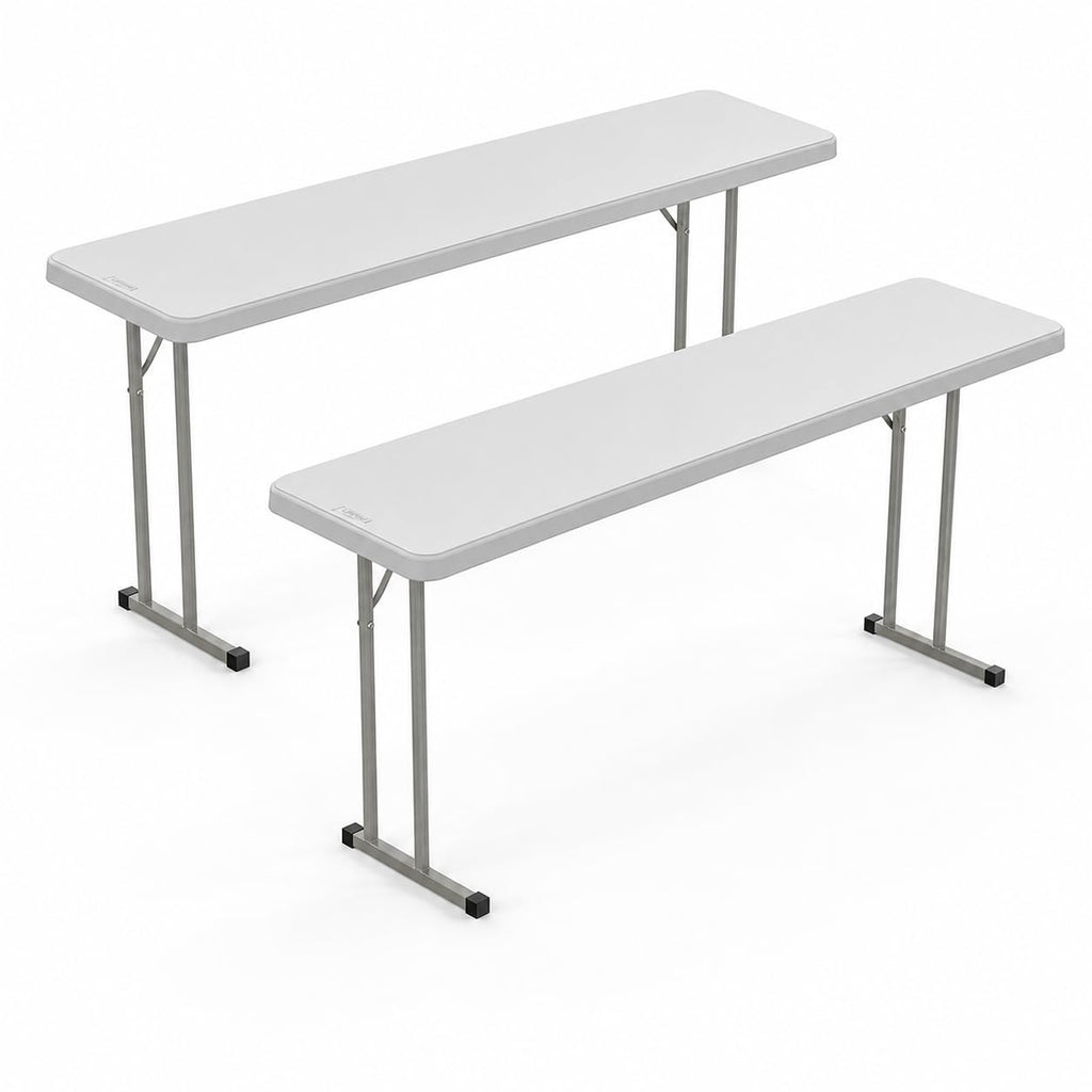 White 6 FT Narrow Folding Table Set of 2 L233794