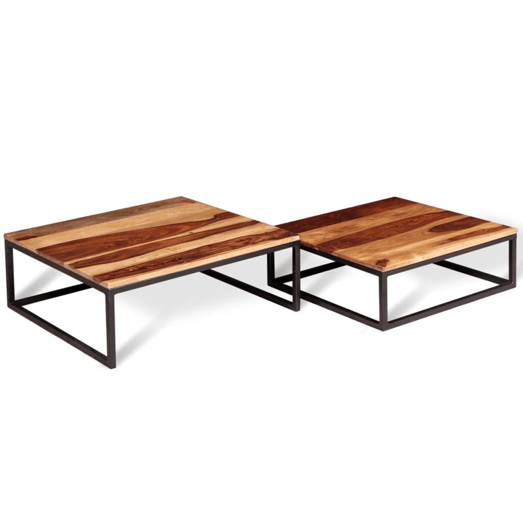 Coffee Table Side Tables 2 Piece Nesting Set Solid Sheesham Wood H6055
