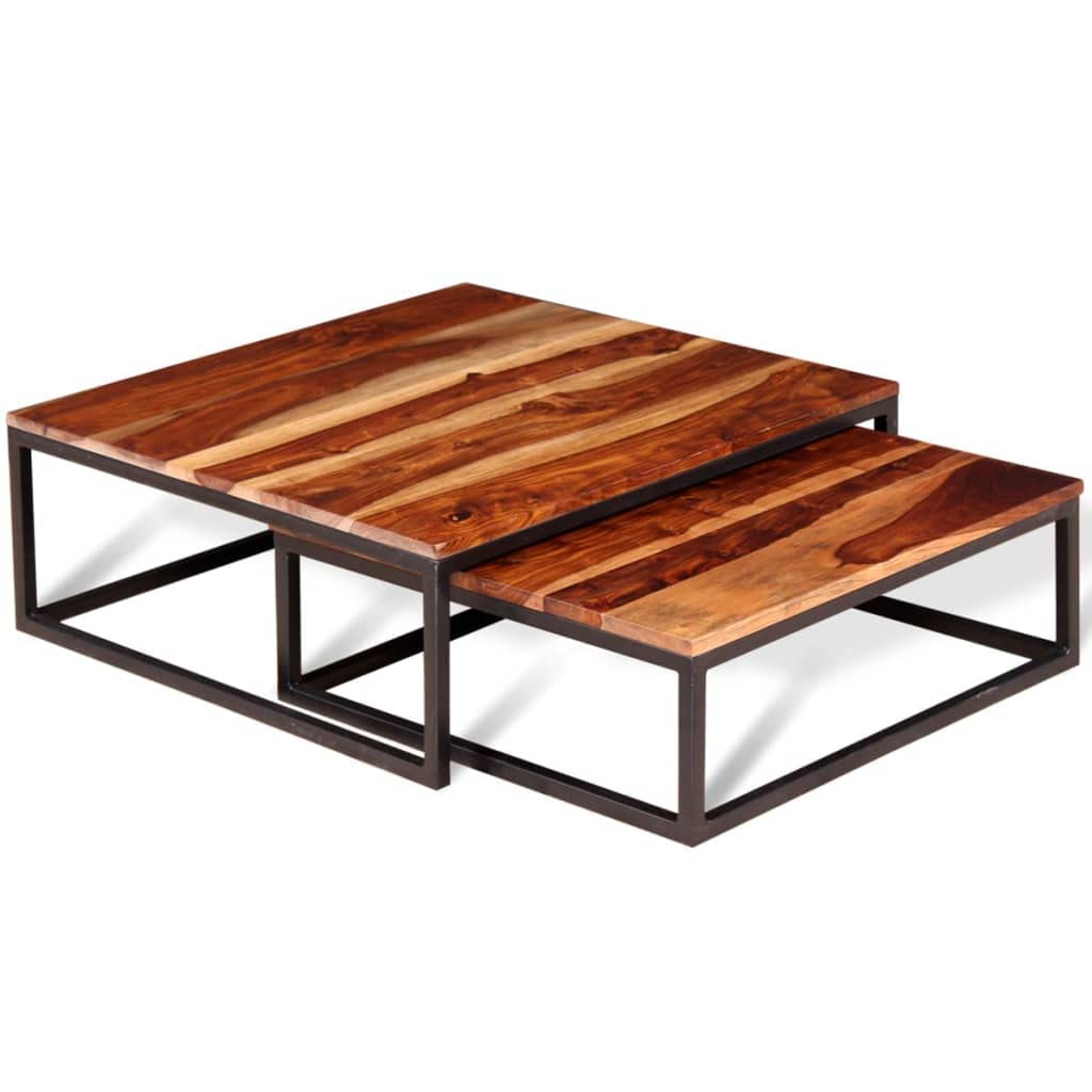 Coffee Table Side Tables 2 Piece Nesting Set Solid Sheesham Wood H6055