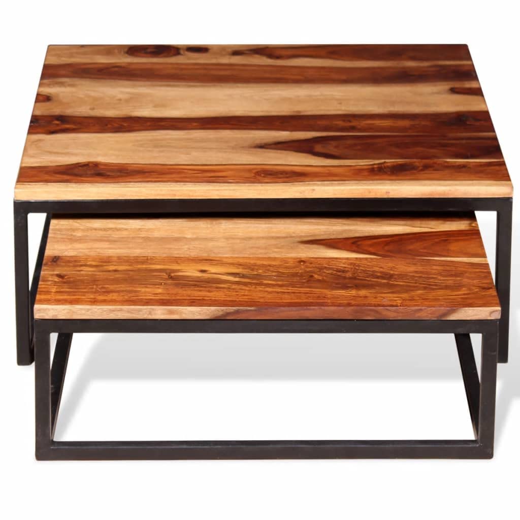 Set of 2 Solid Sheesham Wood Nesting Coffee Table X651686