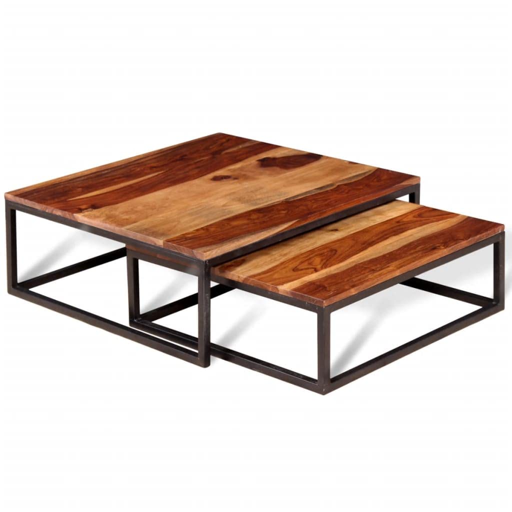 Coffee Table Side Tables 2 Piece Nesting Set Solid Sheesham Wood H6055