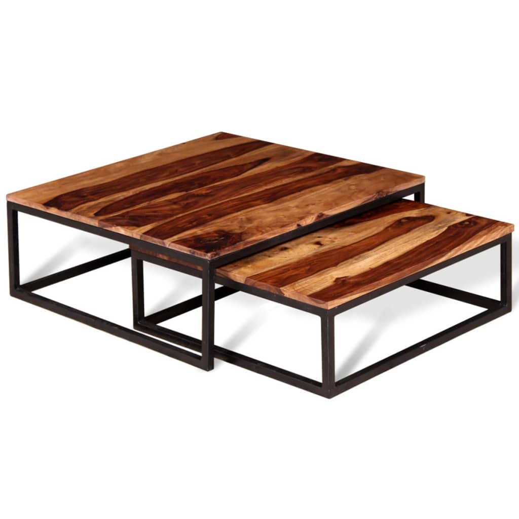 Coffee Table Side Tables 2 Piece Nesting Set Solid Sheesham Wood H6055