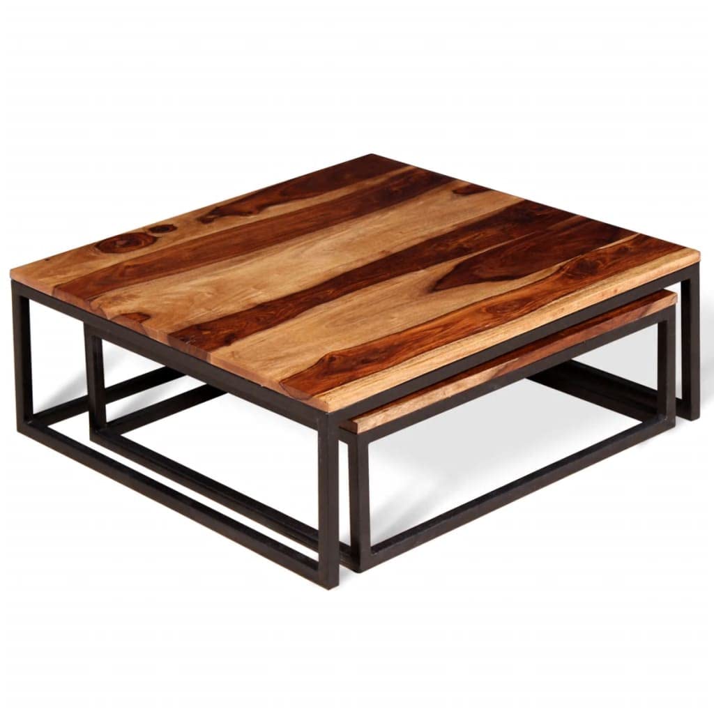 Set of 2 Solid Sheesham Wood Nesting Coffee Table X651686
