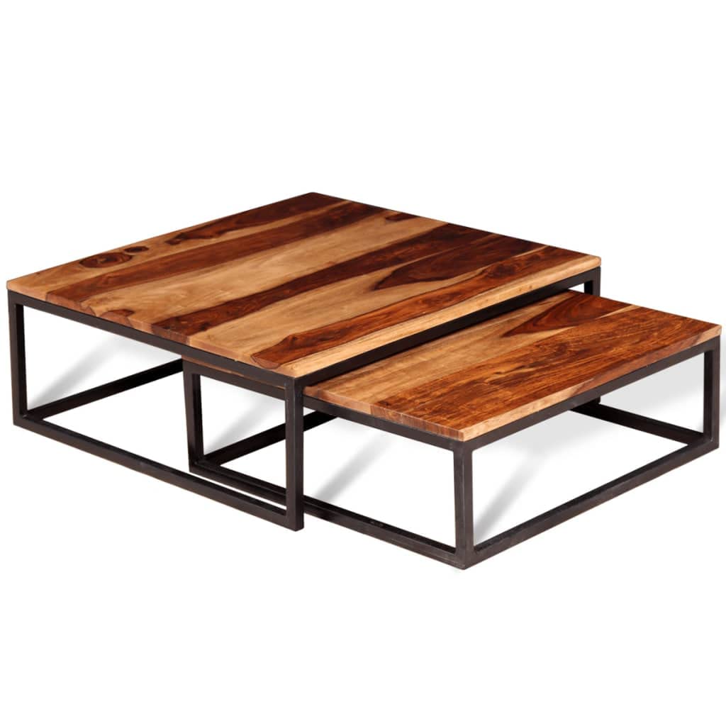 Set of 2 Solid Sheesham Wood Nesting Coffee Table X651686