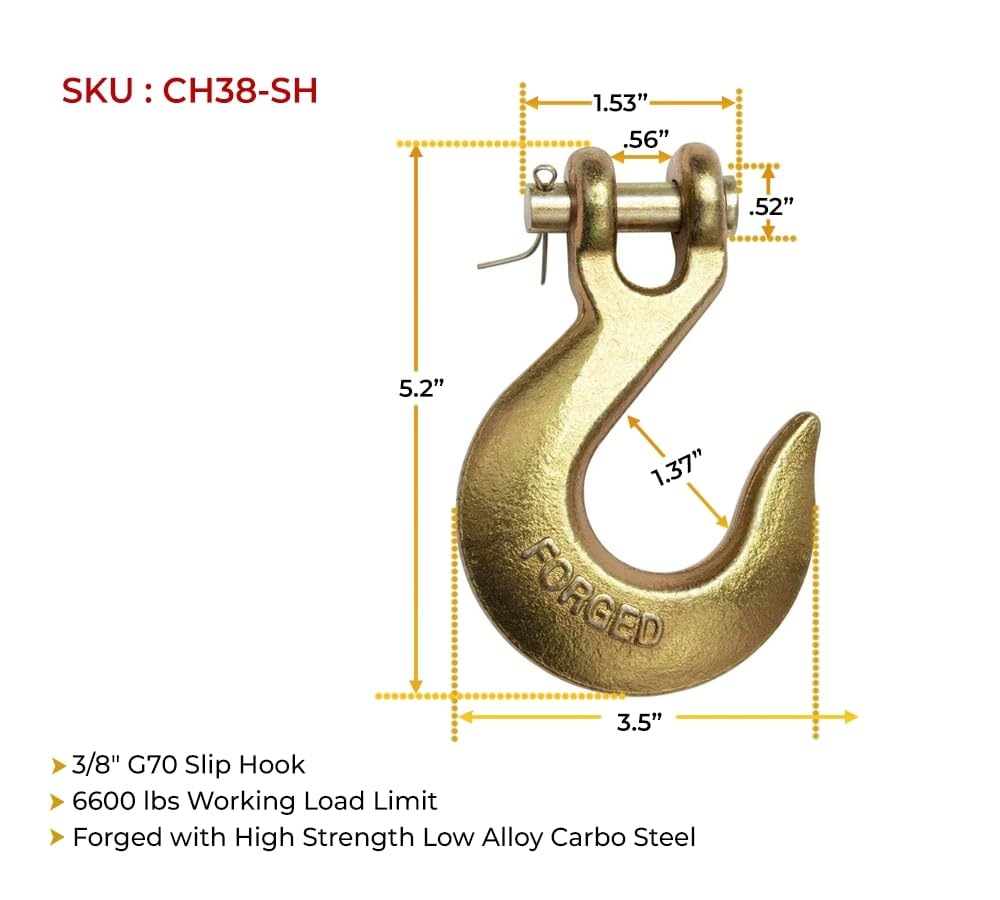 4 Pack 3/8" Grade 70 Clevis Slip Hook C126