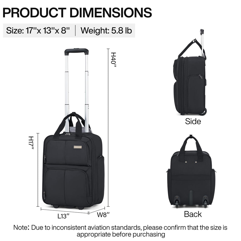 16 Inch Underseat Carry On Luggage with 2 Wheels Q519319