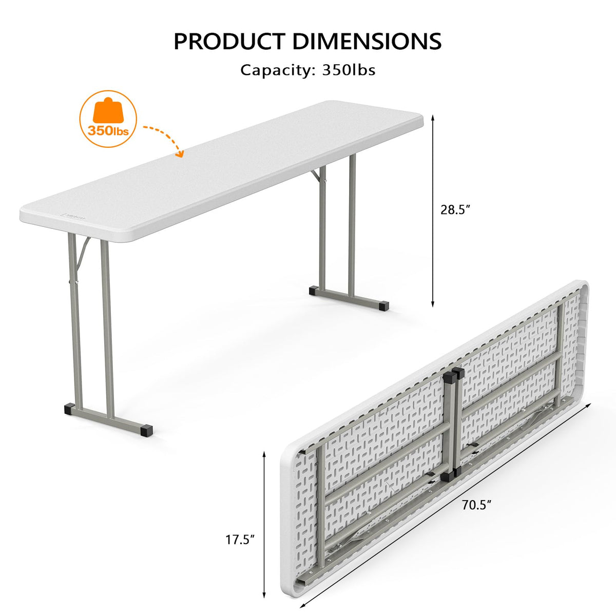 White 6 FT Narrow Folding Table Set of 2 L233794