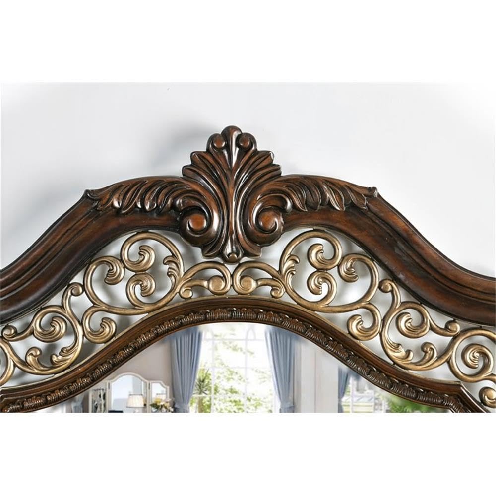 King Wood Panel Bed in Brown Cherry E26236
