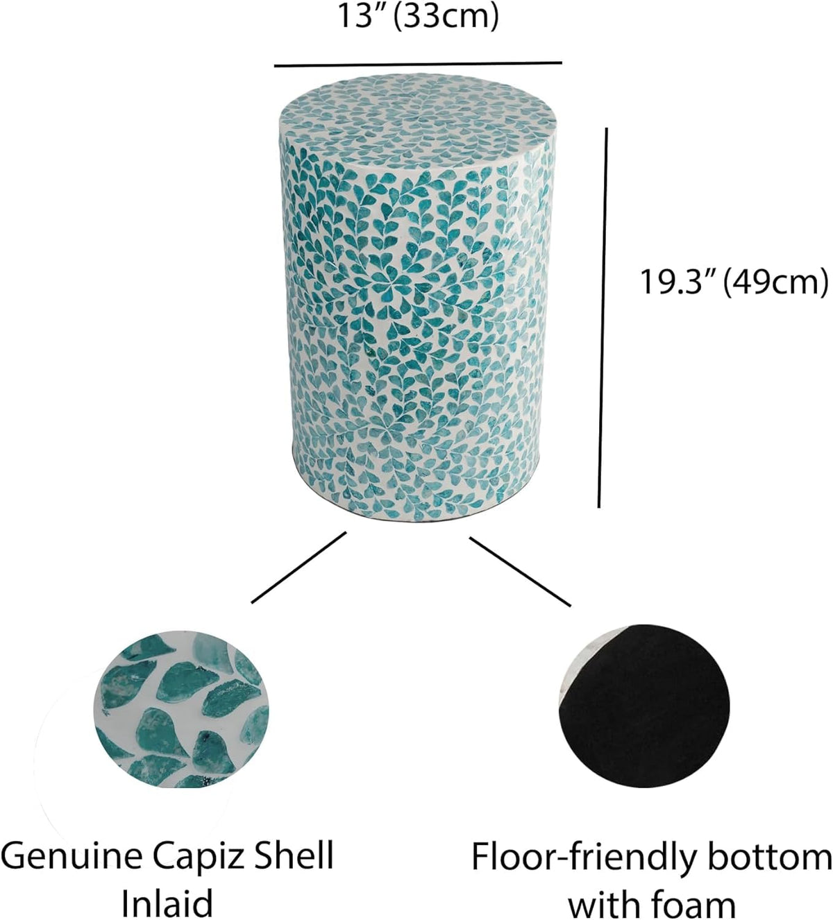 Mother of Pearl Inlaid Cylinder Drum End Table V35940