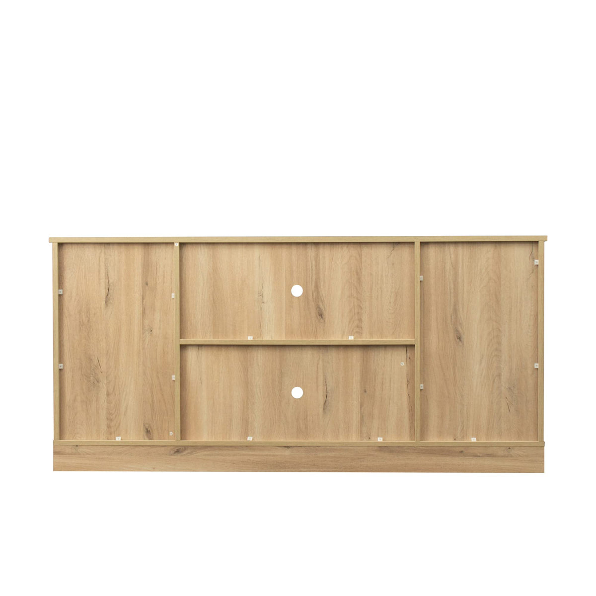 Rustic Oak Wood TV Stand with Sliding Barn Door D331