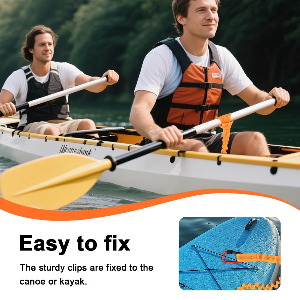 Stretchable Kayak Paddle Leash with Locking Carabiner B45707