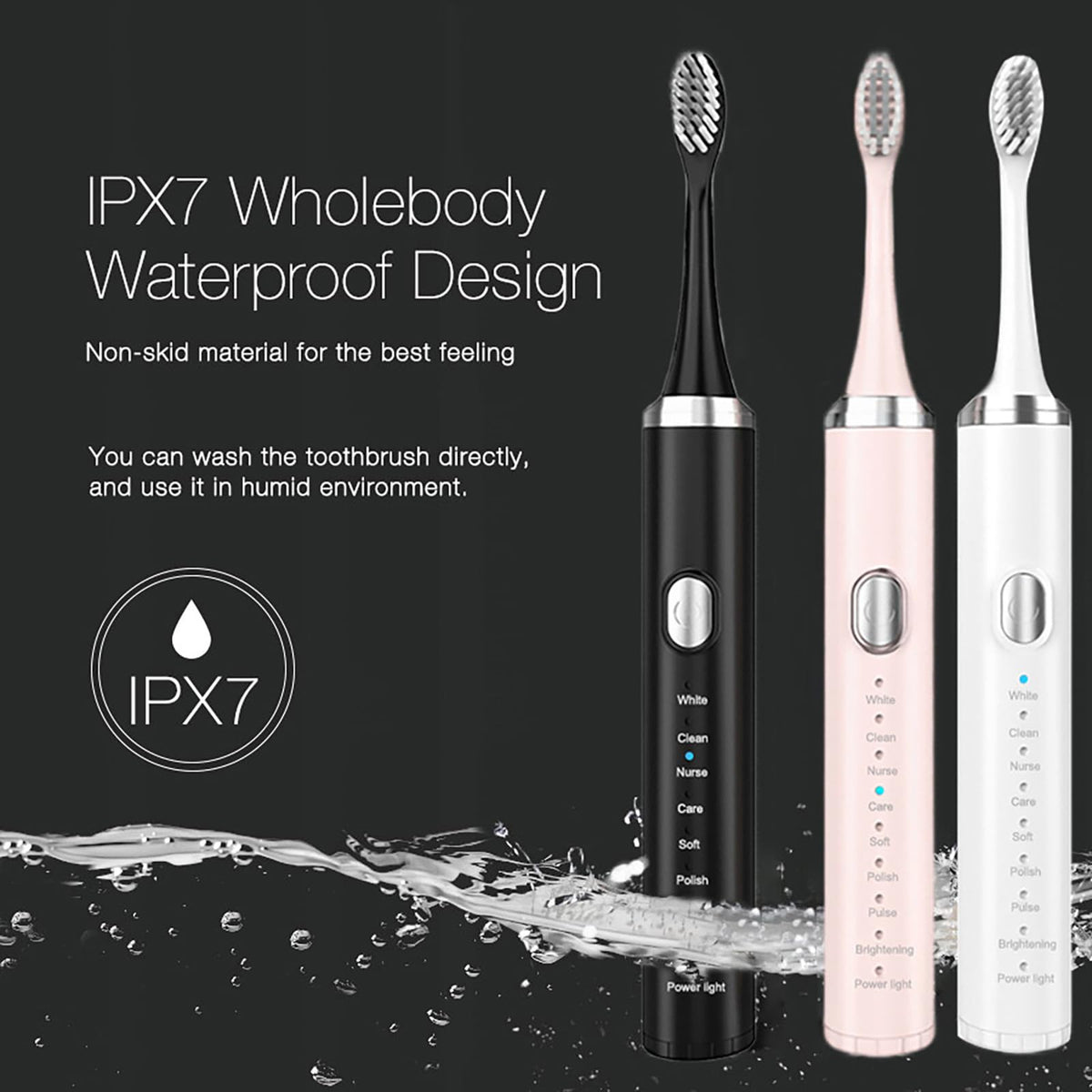 Rechargeable Electric Toothbrush with 4 Replacement Heads Q319