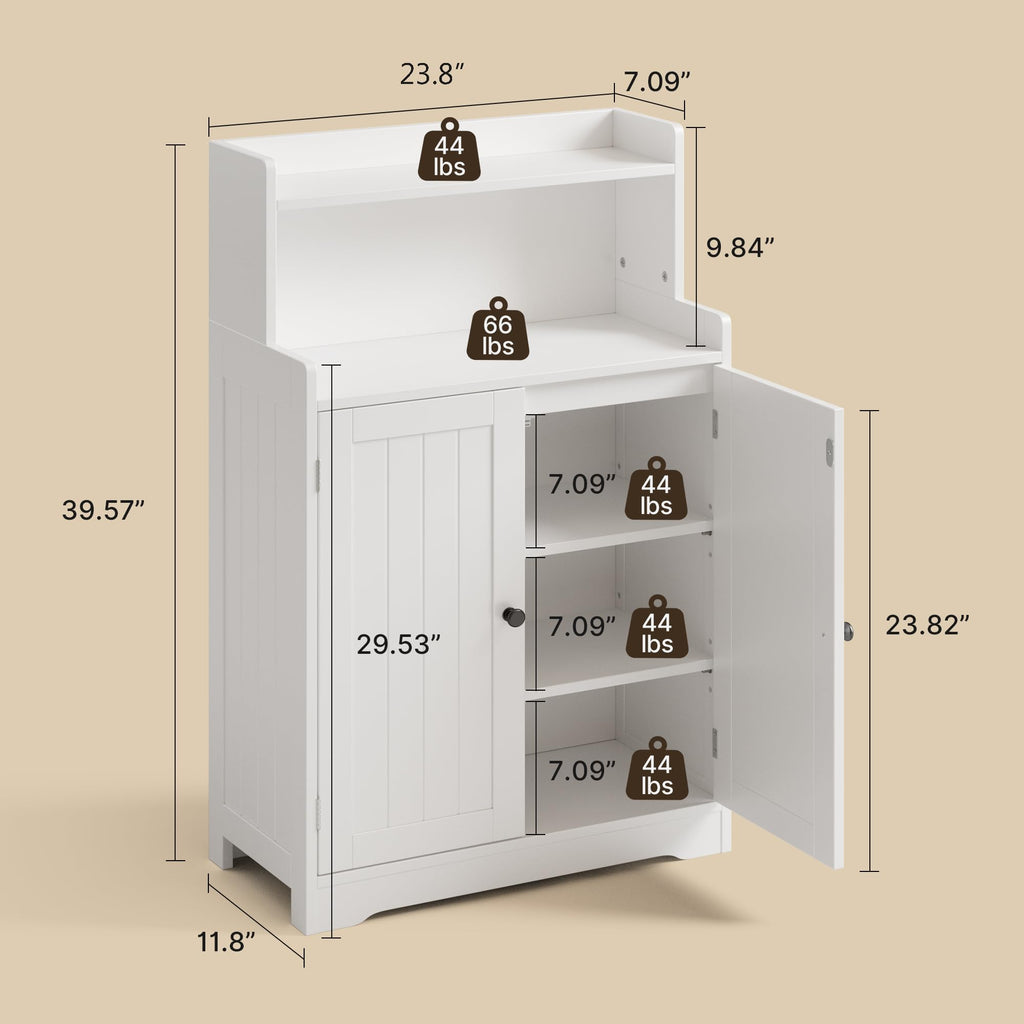 White Bathroom Storage Cabinet with 2 Adjustable Shelves I867683