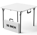 36" White Folding Table with Built-in Handle W1916