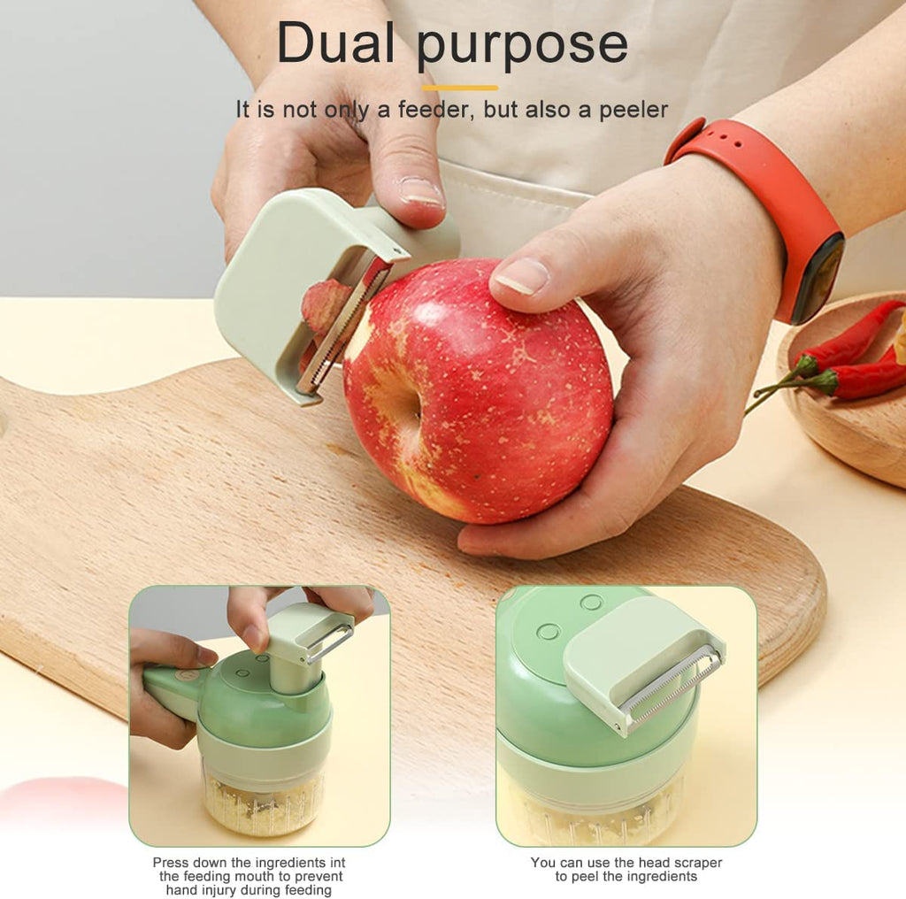 4 in 1 Handheld Electric Vegetable Cutter Set USB Rechargeable P406529