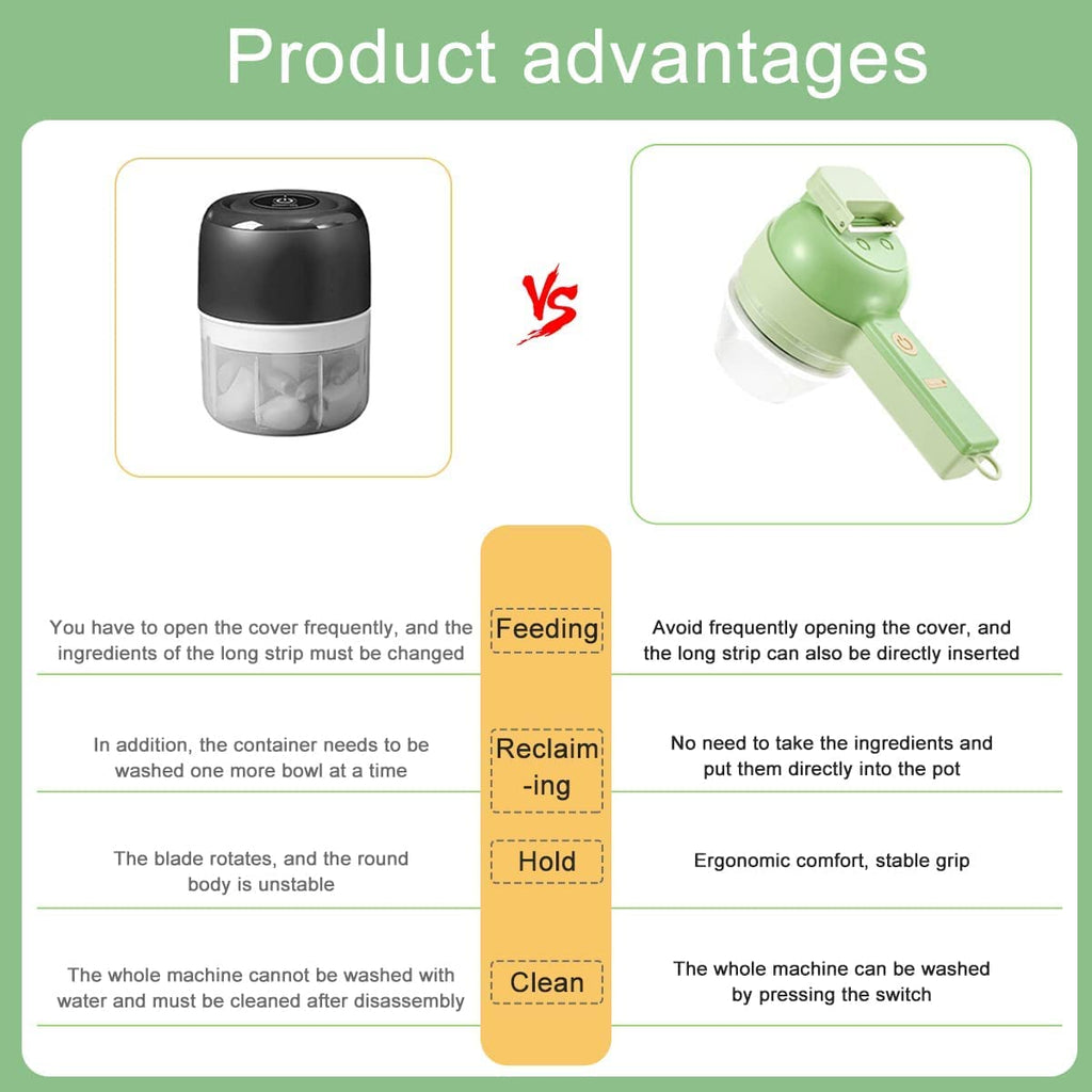 4 in 1 Handheld Electric Vegetable Cutter Set USB Rechargeable P406529
