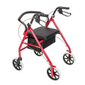Foldable Rollator Walker with Seat & Wheels, Height Adjustable, 286lbs Weight Capacity, Red L165