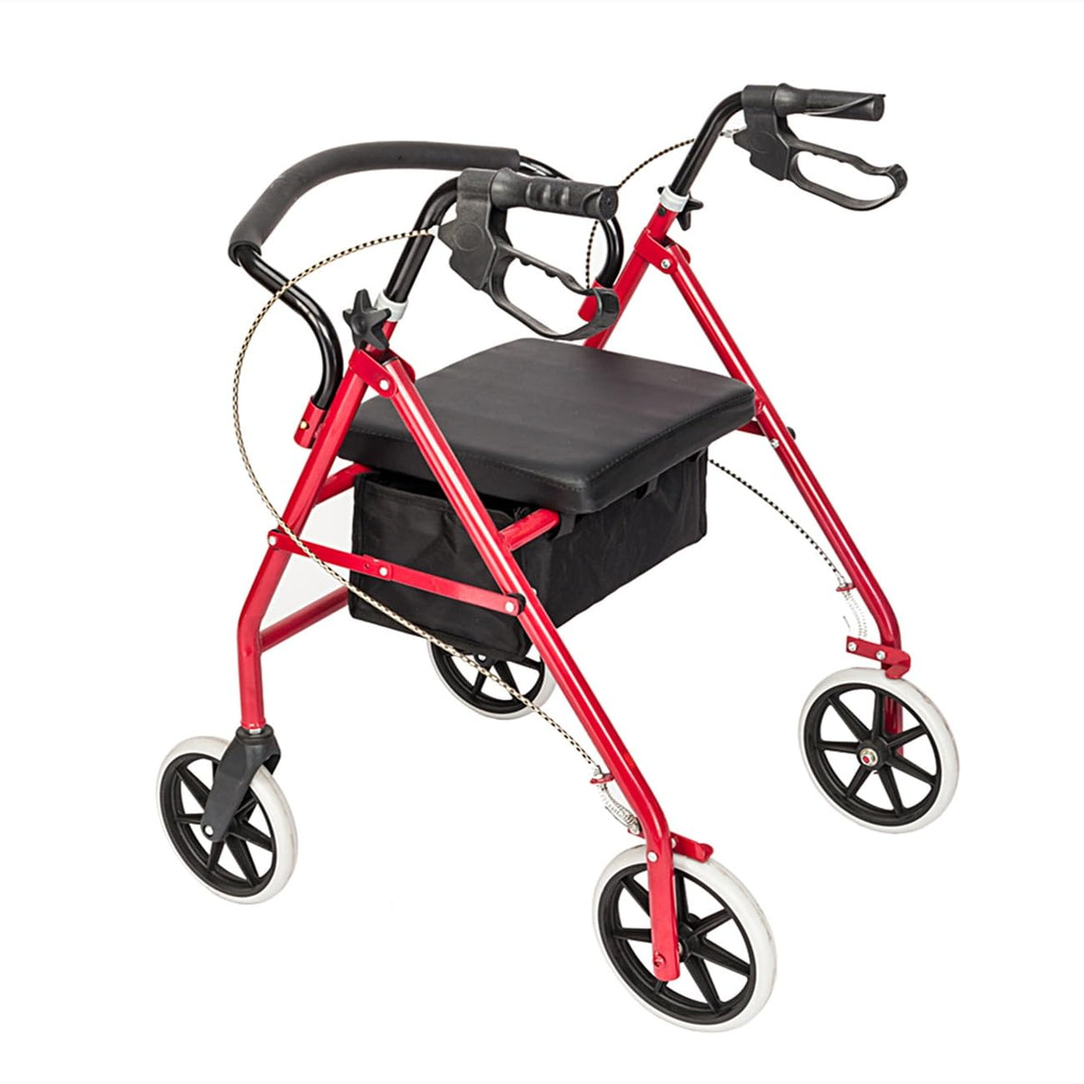 Foldable Rollator Walker with Seat & Wheels, Height Adjustable, 286lbs Weight Capacity, Red L165