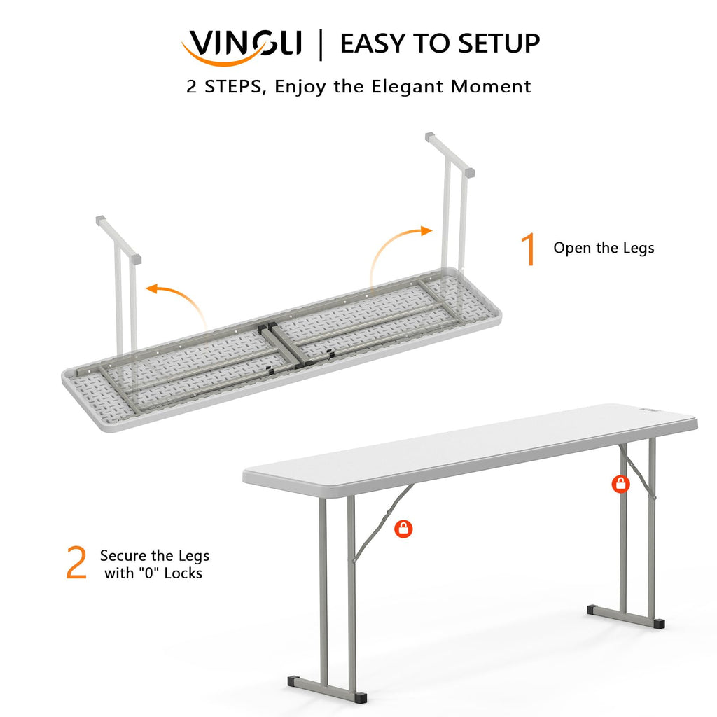 White 6 FT Narrow Folding Table Set of 2 L233794