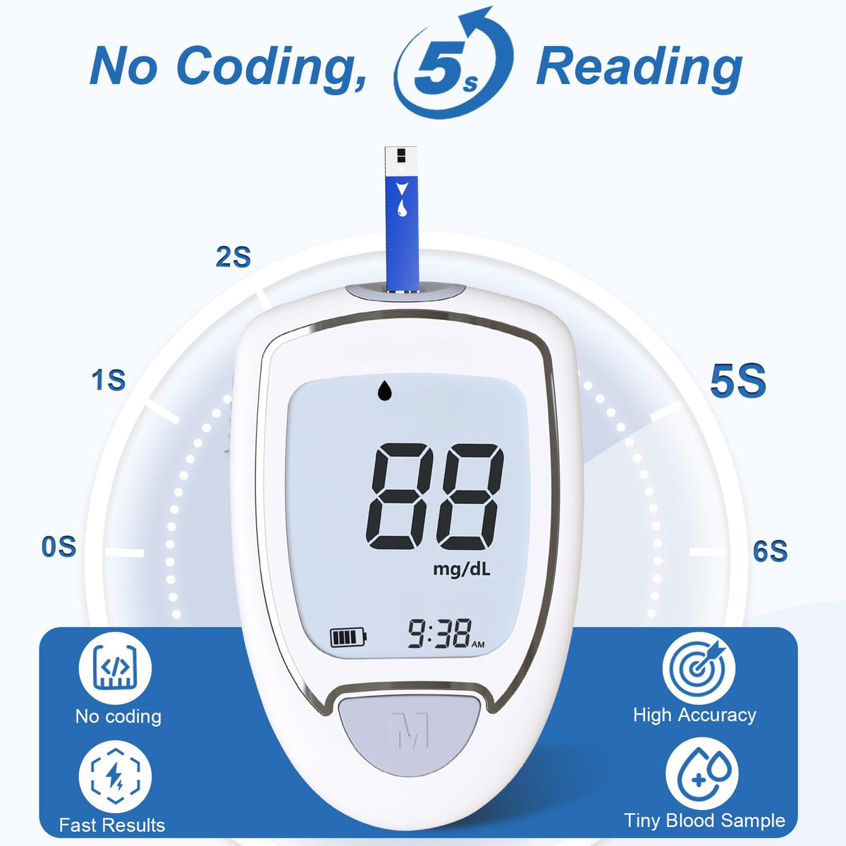 Blood Glucose Monitor Kit with 50 Test Strips & 50 Lancets N326046