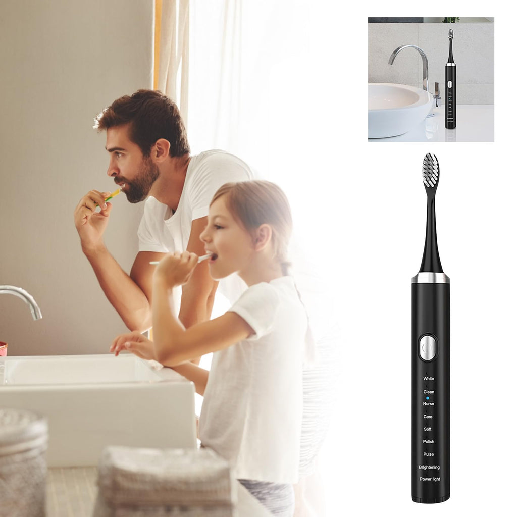 Rechargeable Electric Toothbrush with 4 Replacement Heads Q319