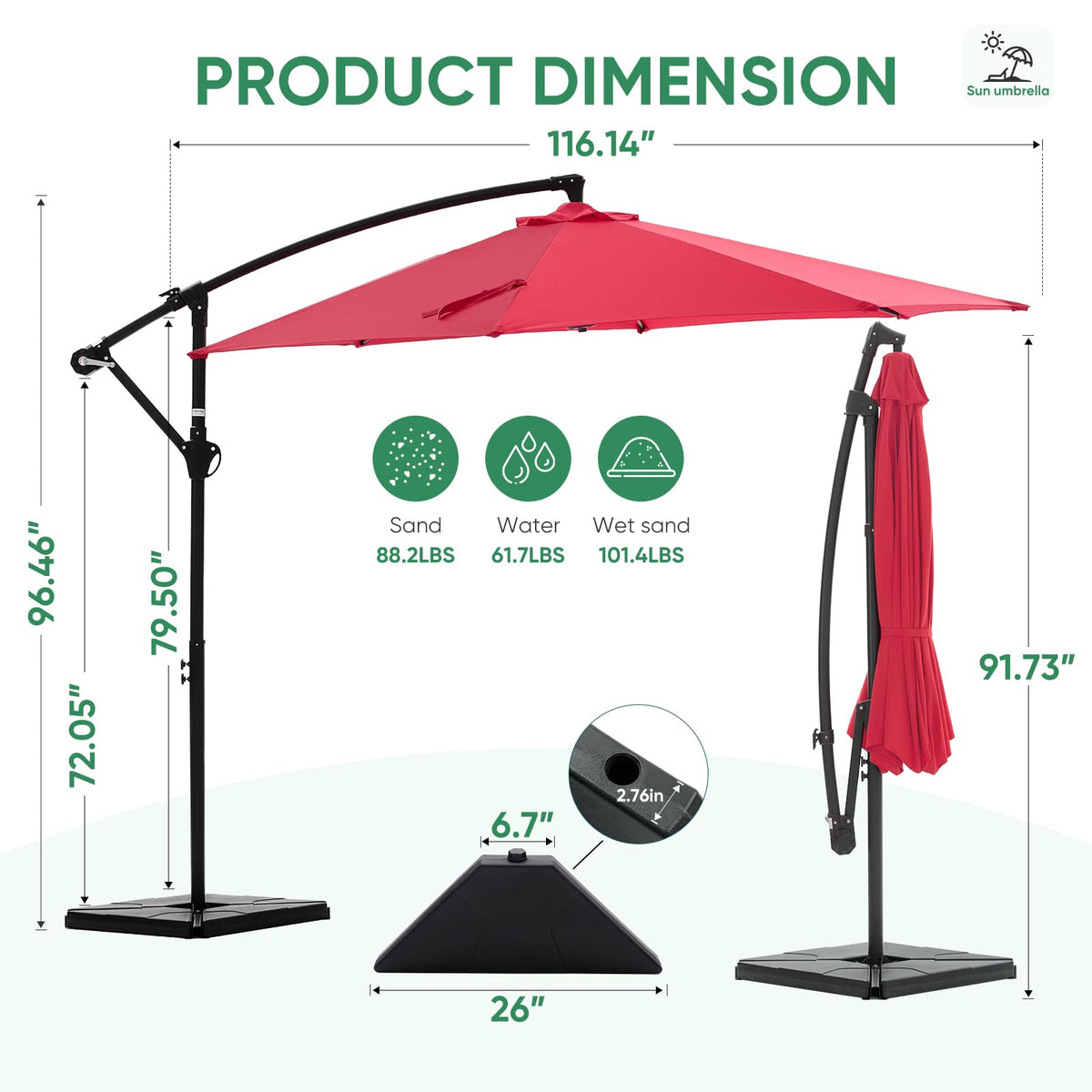 10FT Cantilever Patio Umbrella O78225