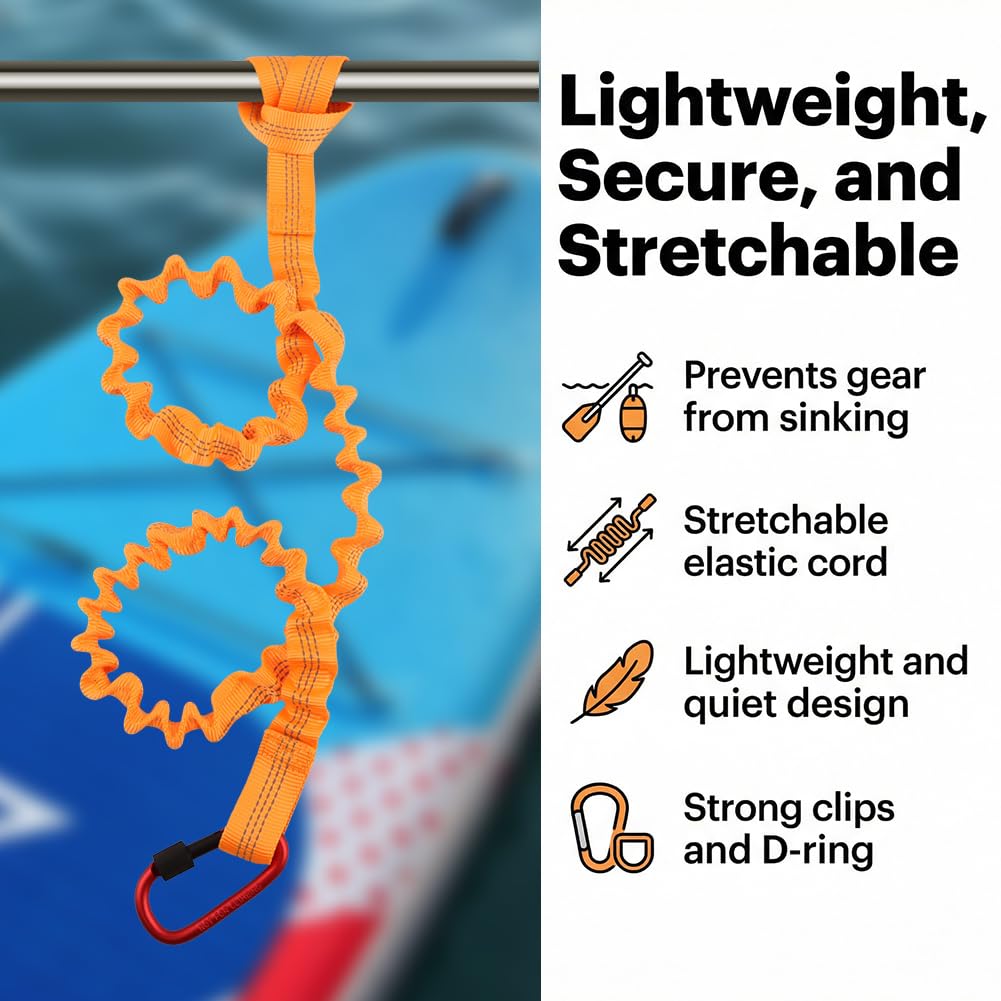 Stretchable Kayak Paddle Leash with Locking Carabiner B45707