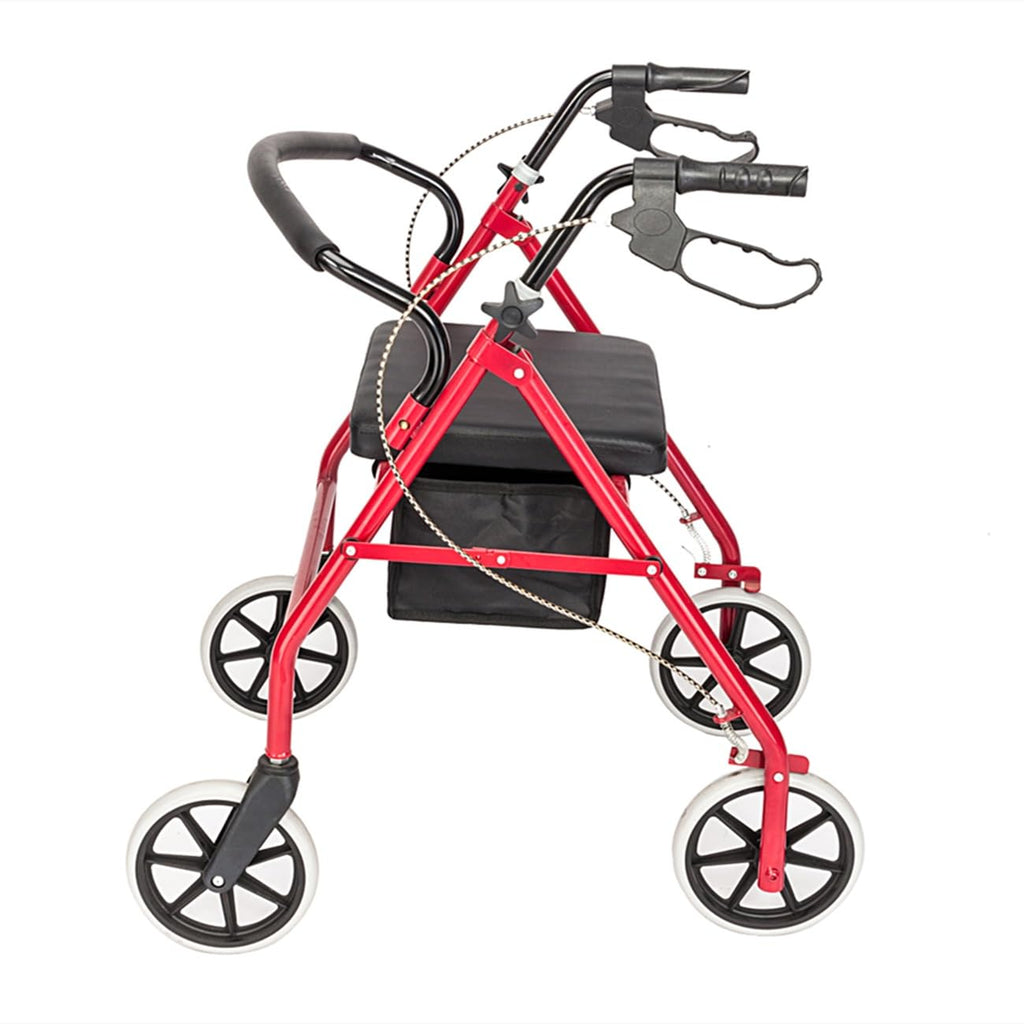 Foldable Rollator Walker with Seat & Wheels, Height Adjustable, 286lbs Weight Capacity, Red L165