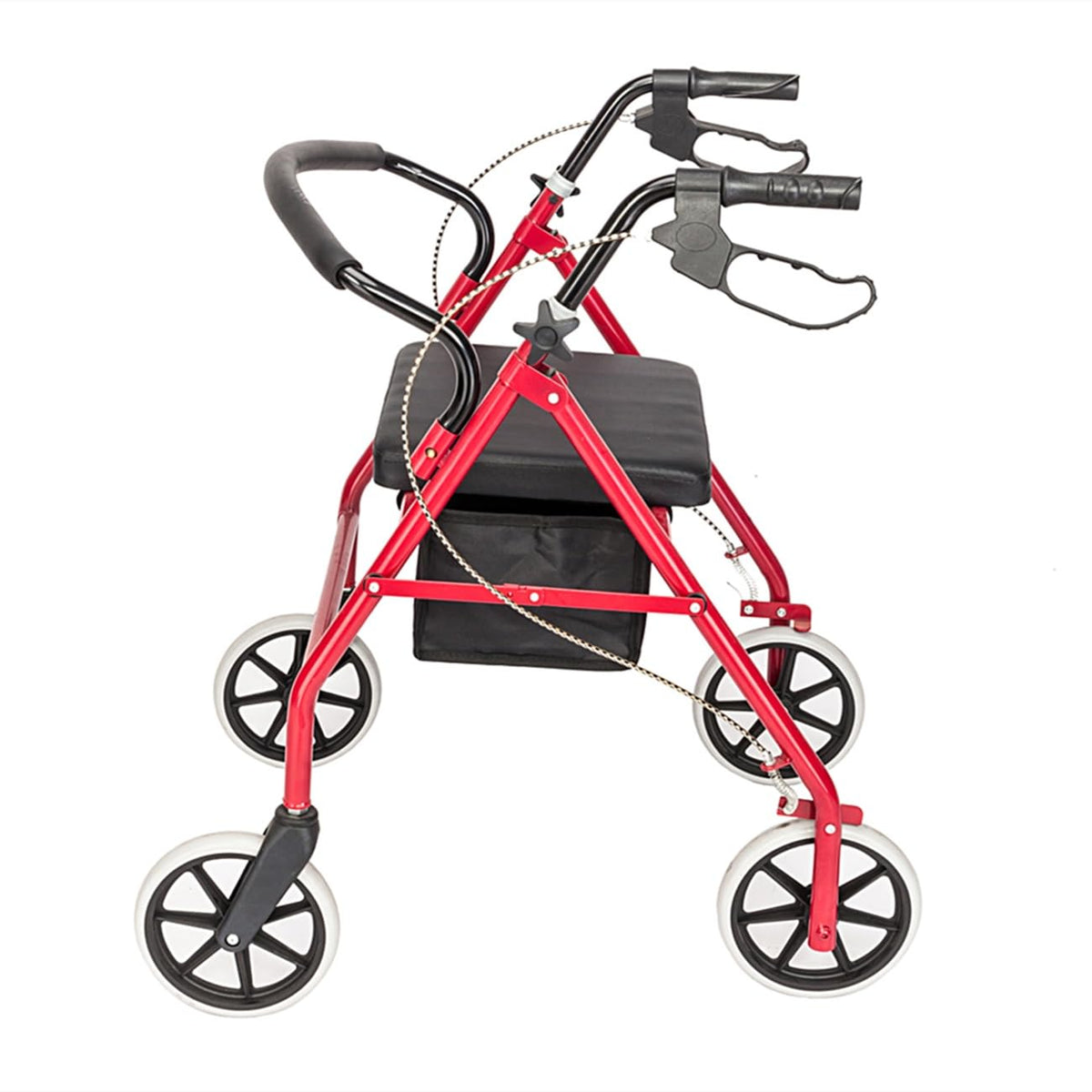 Foldable Rollator Walker with Seat & Wheels, Height Adjustable, 286lbs Weight Capacity, Red L165