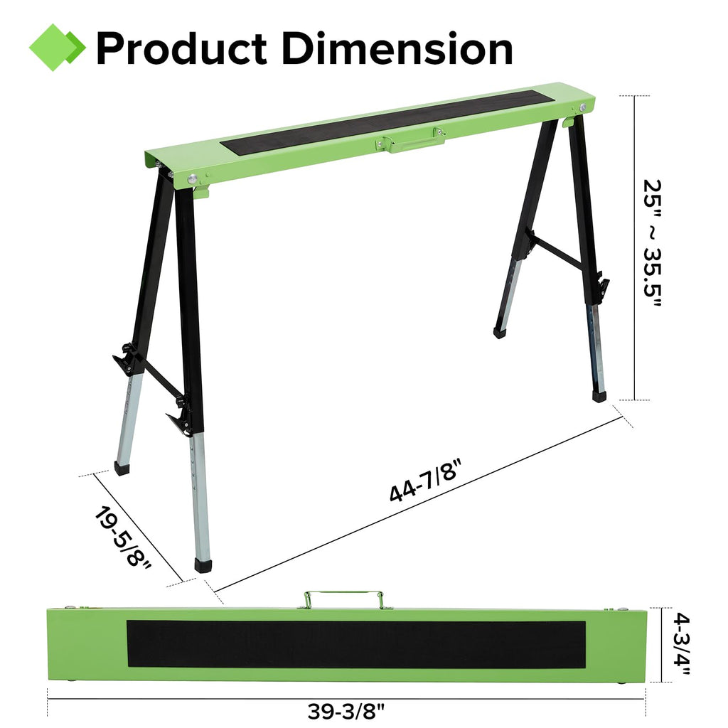 Adjustable Height Folding Sawhorse 2-Pack, 660lb Capacity G2931