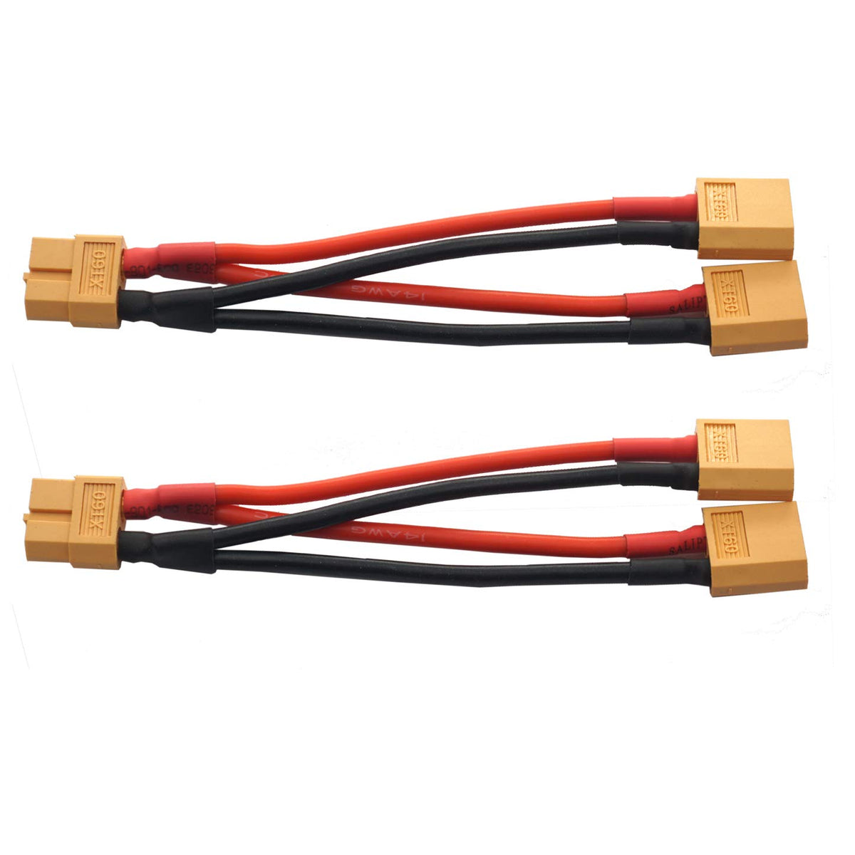 14AWG XT60 Parallel Battery Connector 2-Male to 1-Female Cable Y Splitter Z978