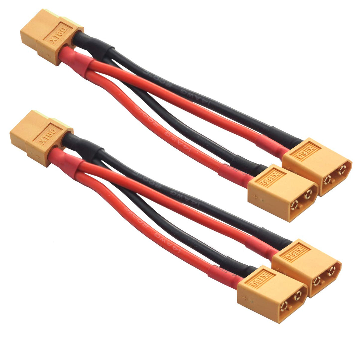14AWG XT60 Parallel Battery Connector 2-Male to 1-Female Cable Y Splitter Z978