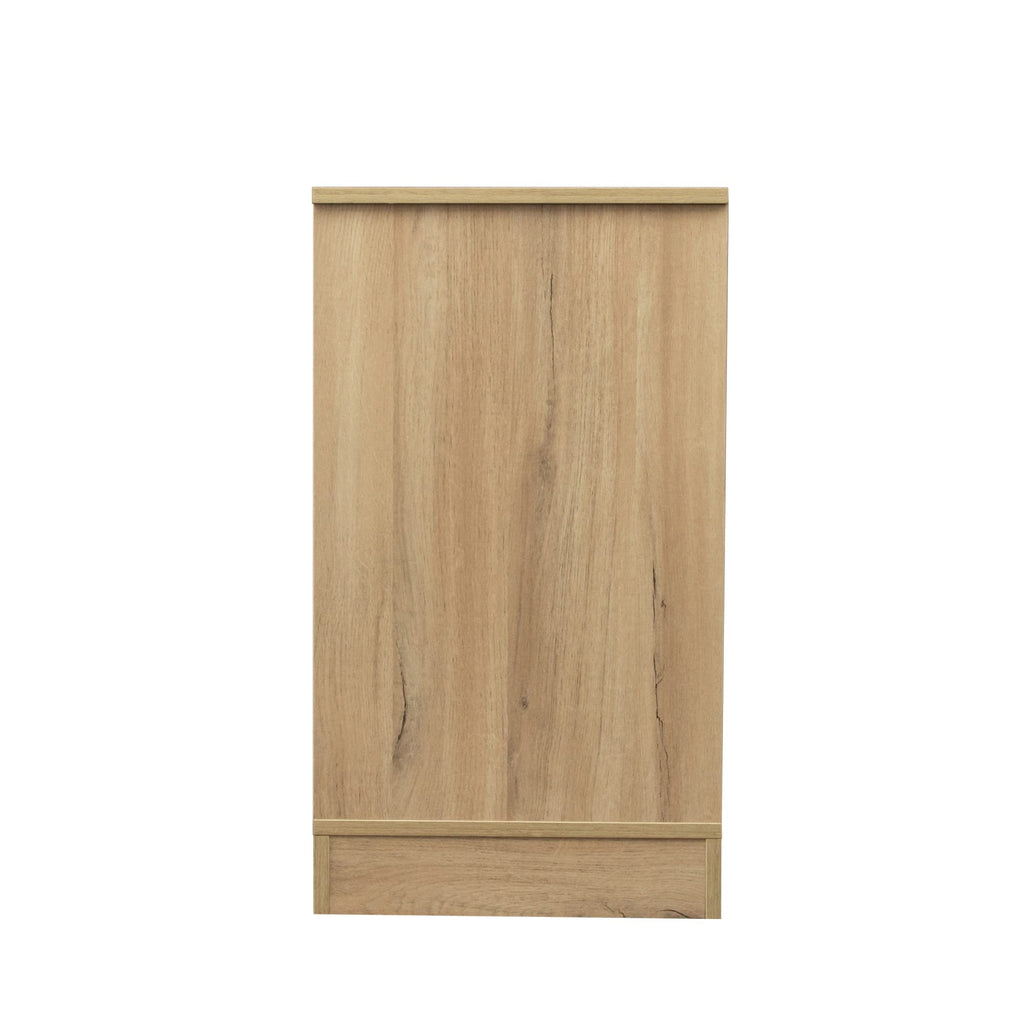 Rustic Oak Wood TV Stand with Sliding Barn Door D331
