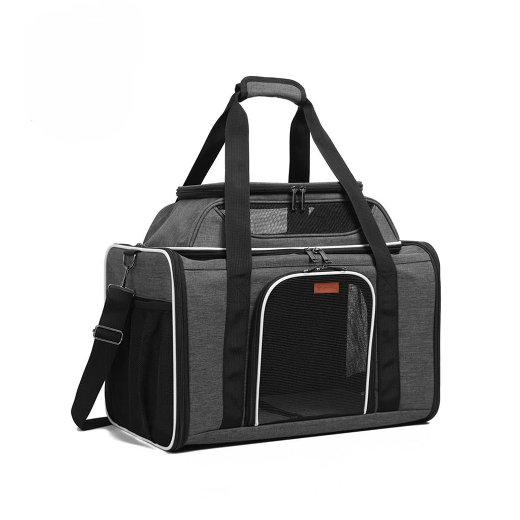 19" Large Soft-Sided Pet Carrier with Mesh, Grey L829