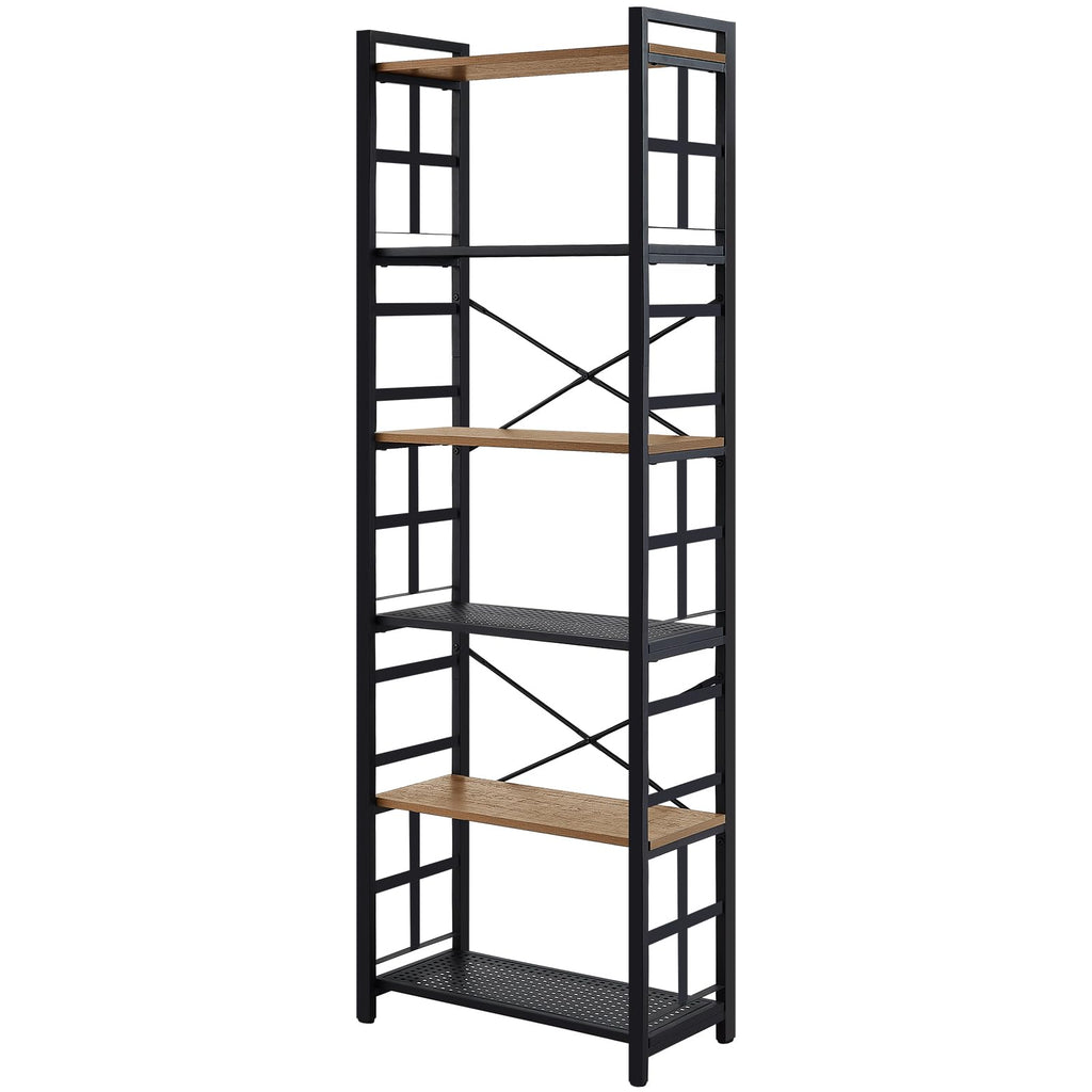 6 Tier 70 inch Tall Brown Bookshelf I505