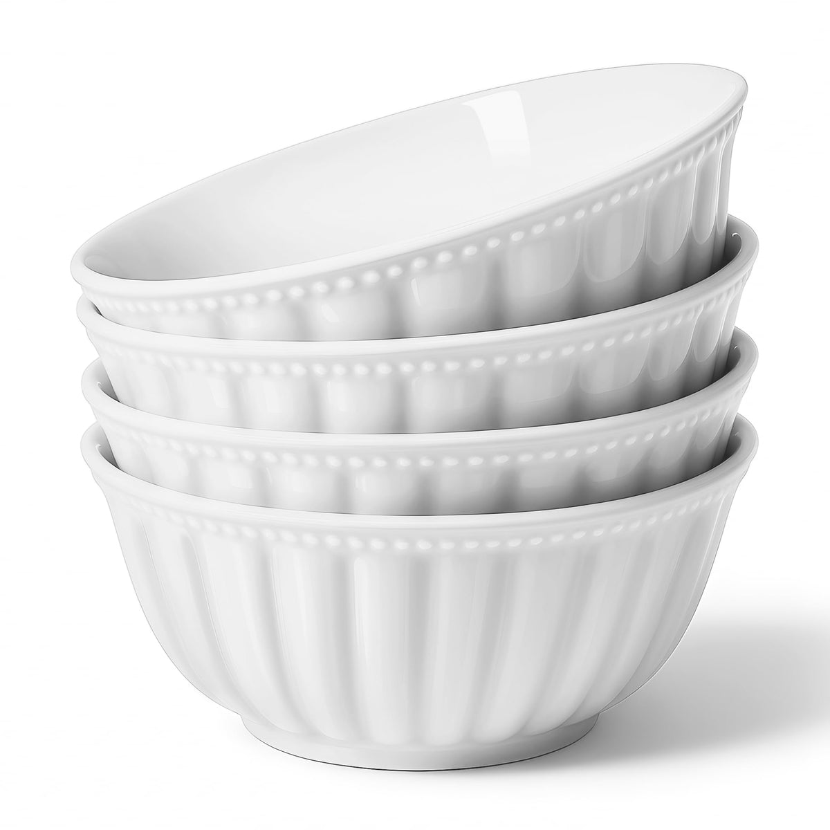 White Ceramic Soup Bowls Set of 4 J61120
