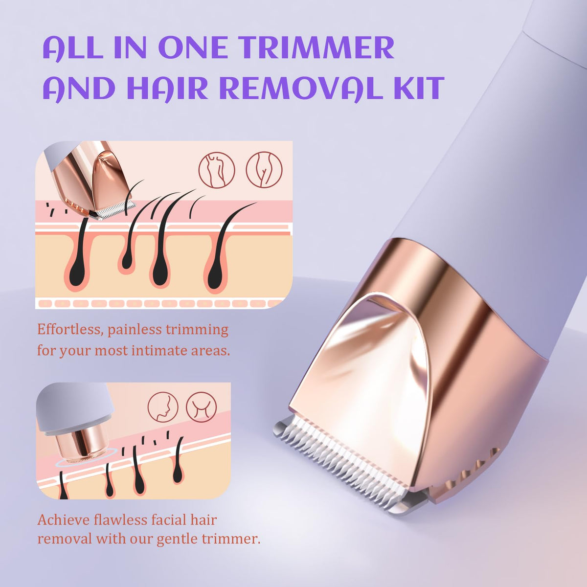 2-in-1 Electric Razor and Pubic Hair Trimmer with LED Light N427