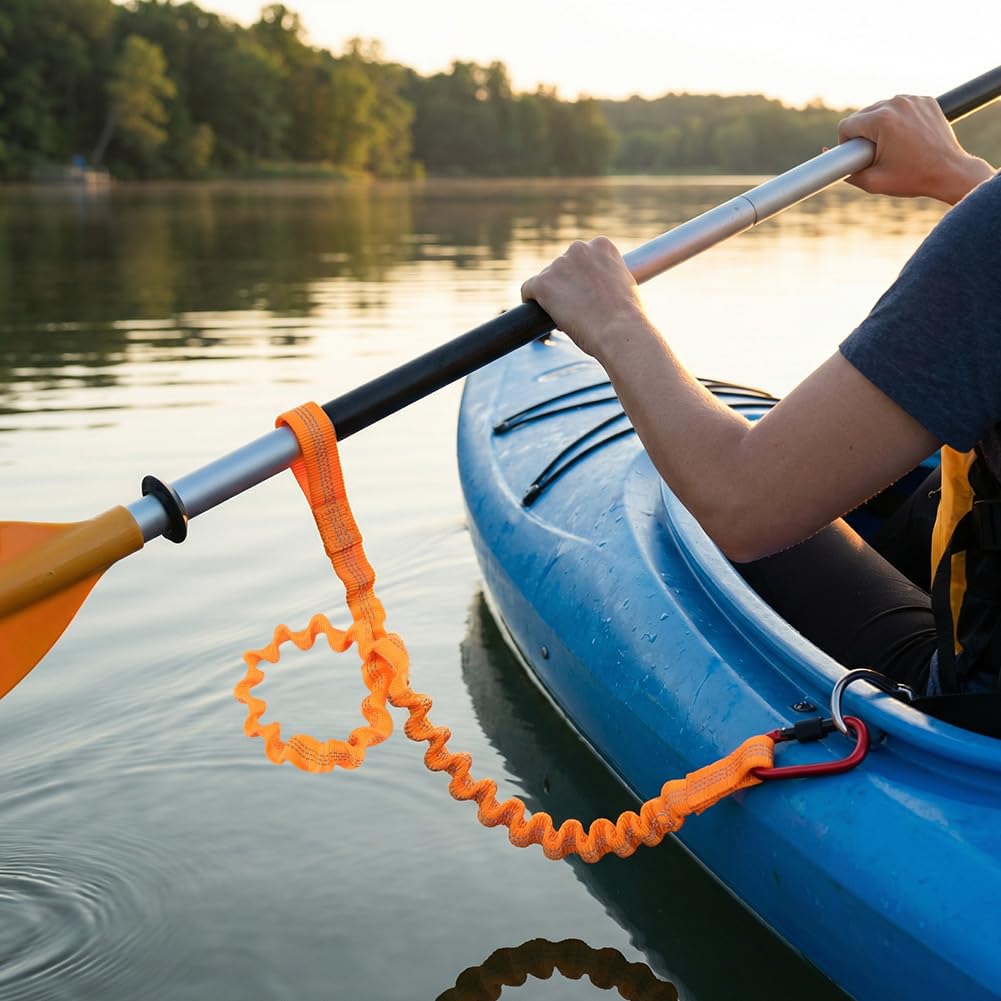 Stretchable Kayak Paddle Leash with Locking Carabiner B45707