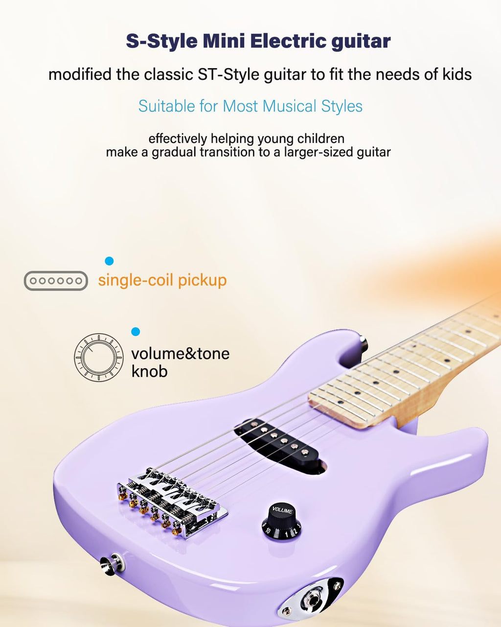 30 Inches Right Handed Electric Guitar with Beginner Kit A2170