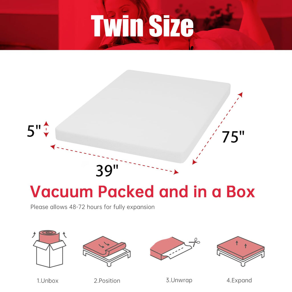 5 Inch Gel Memory Foam Twin Mattress G3717
