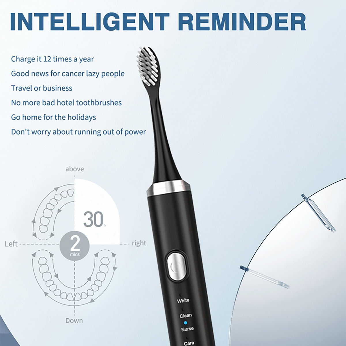 Rechargeable Electric Toothbrush with 4 Replacement Heads Q319