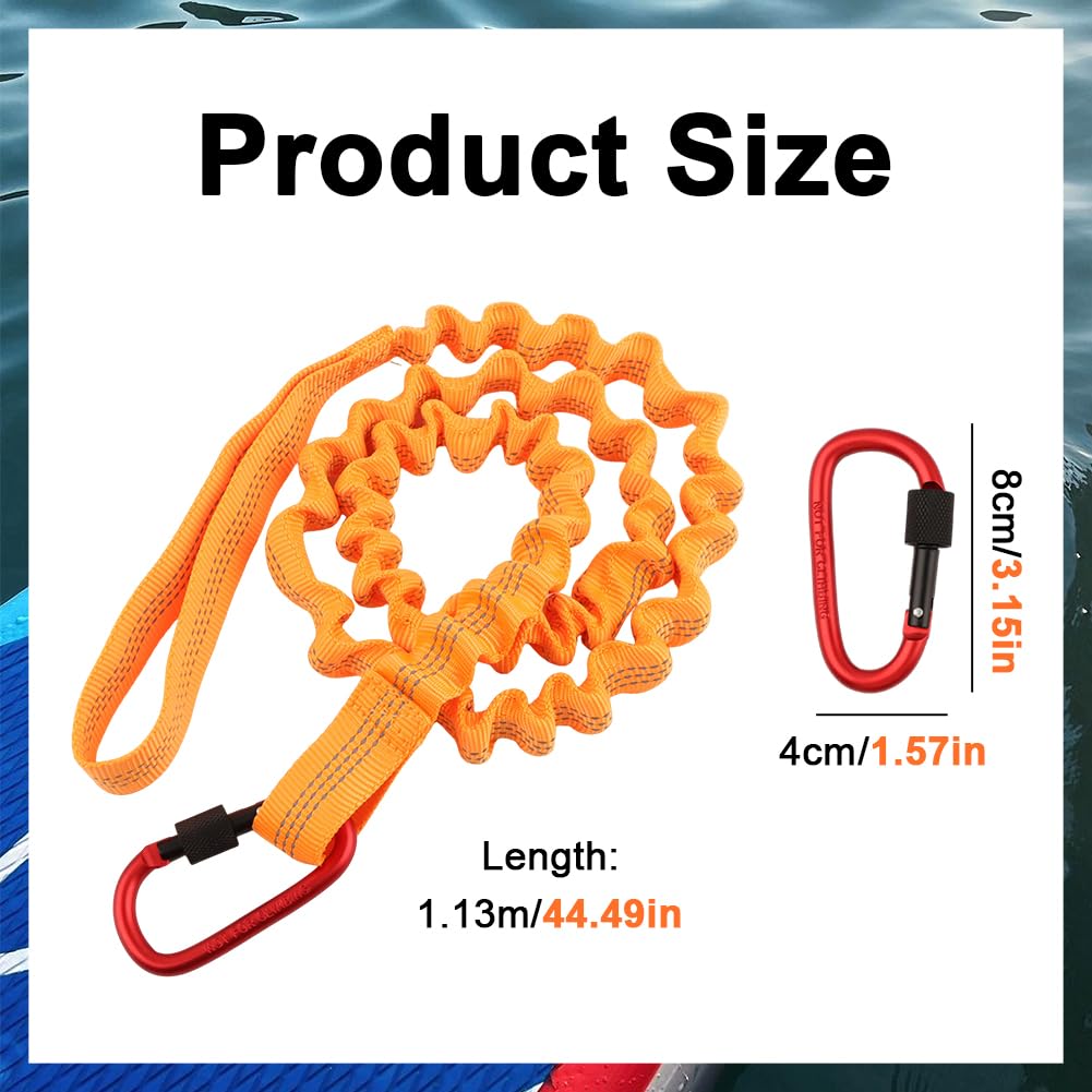 Stretchable Kayak Paddle Leash with Locking Carabiner B45707
