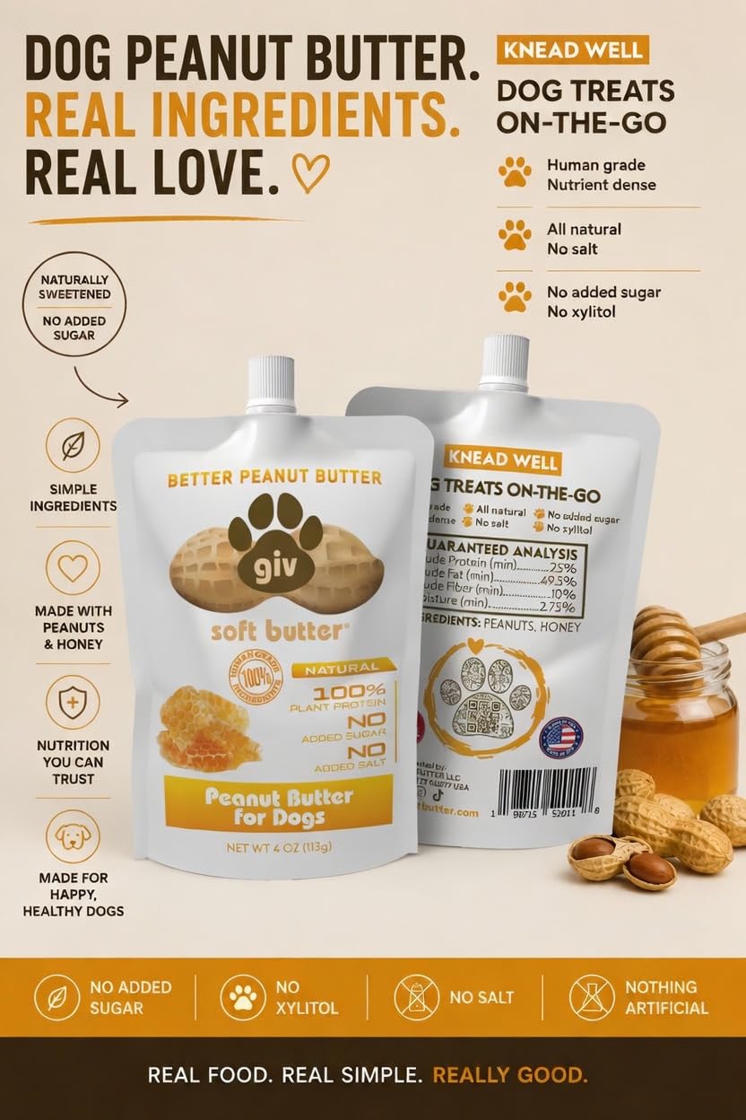 All Natural Peanut Butter 12oz Jar, 4oz Pouch & Lick Mat A7096