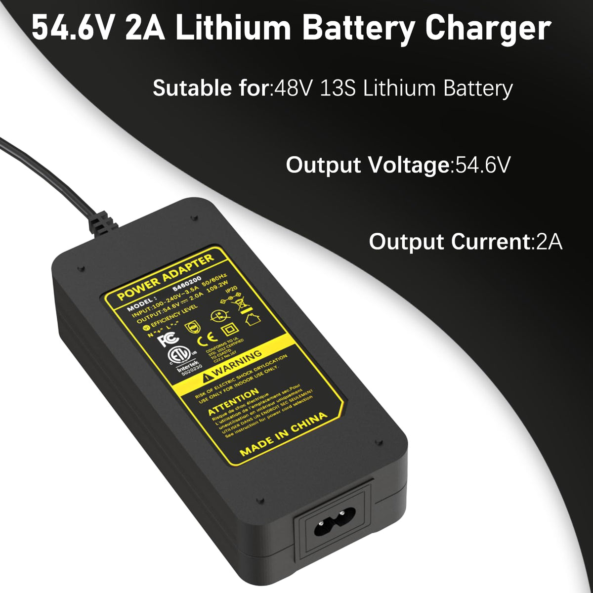 54.6V 2A Electric Bike & Scooter Charger B465401