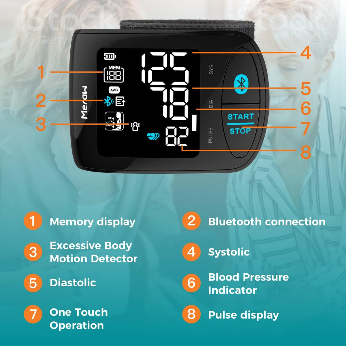 Blood Pressure Monitor Adult Cuff Wrist Automatic Bluetooth Black L737198