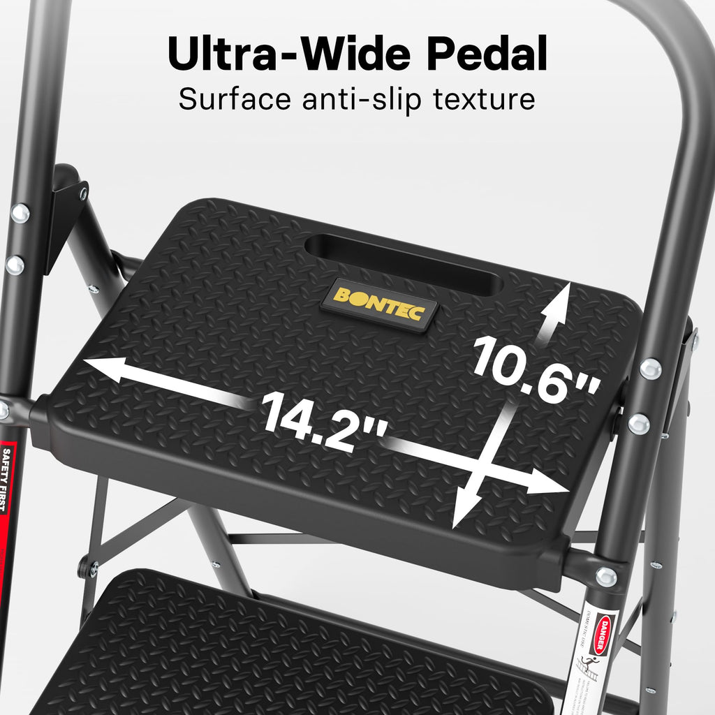 Folding Step Stool 600lbs Max Load Capacity Black U1720